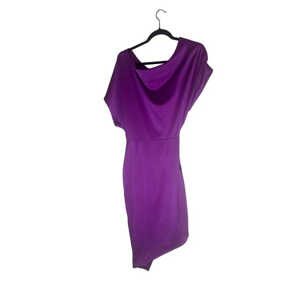 Elliatt Women's XS Purple One-Shoulder Asymmetrical Draped Mini Dress Chic - Picture 11 of 14
